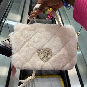 Juicy Couture Creamy White Furry Let's Get Cozy Crossbody Bag NWT